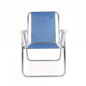 Cadeira de Praia Alumínio Alta Tela Sannet Azul - Mor