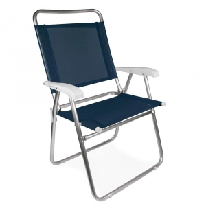 Cadeira Praia Alumínio Master Plus Tela Sannet Azul Marinho - Mor