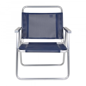 Cadeira Praia Alumínio Oversize Azul Marinho (suporta 140kg) - Mor