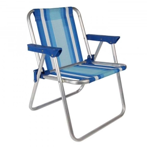 Cadeira de Praia Infantil Alumínio Alta Azul - Mor