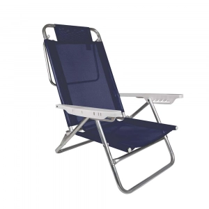 Cadeira Praia Summer Reclinável Alumínio 6 Posições Azul Marinho - Mor