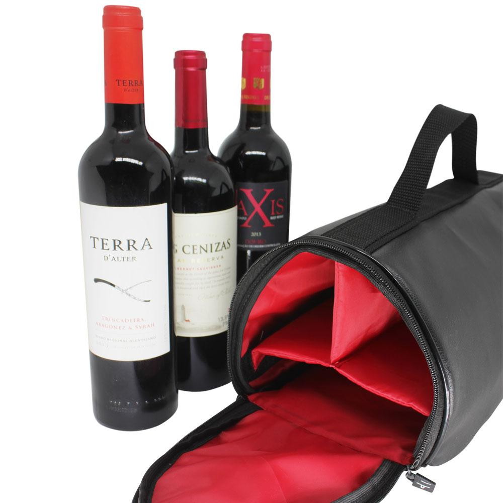Wine Bag Térmico 3 Garrafas Preto - Professional Cheff